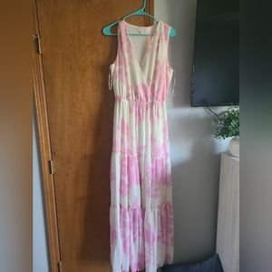 Beautiful Long Pink and White Dress